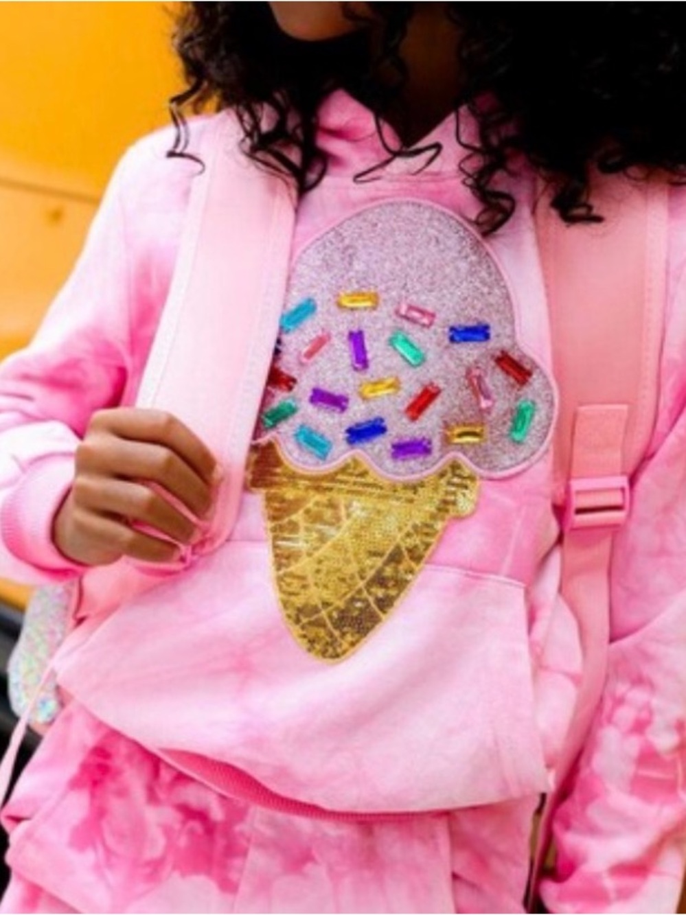 Lola + The Boys Tie-Dye Hoodie with Glitter Ice Cream Patch 8